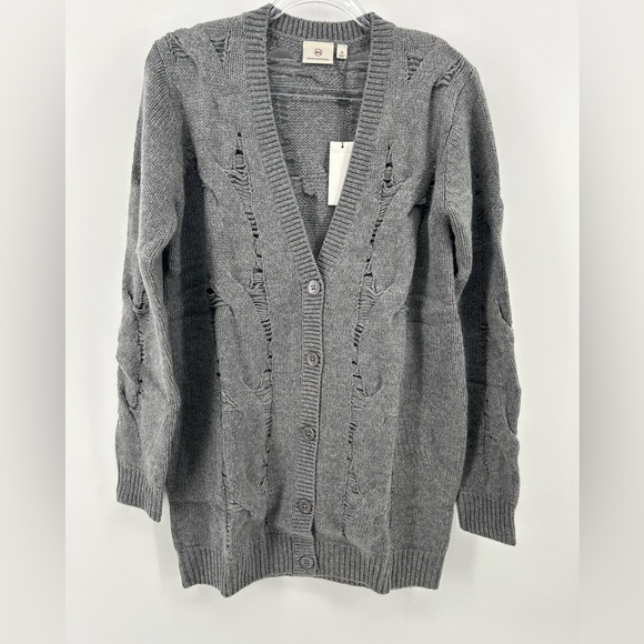 NWT New $248 AG Adriano Goldschmied Sandrine Longline Grey Wool Cardigan Size XS - Picture 3 of 12
